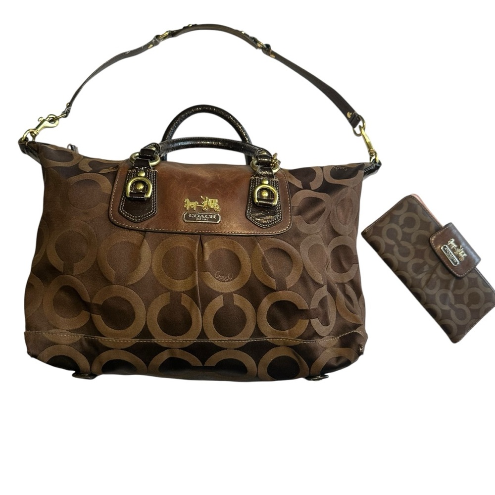 Coach Madison Sabrina Handbag purse matching wallet brown